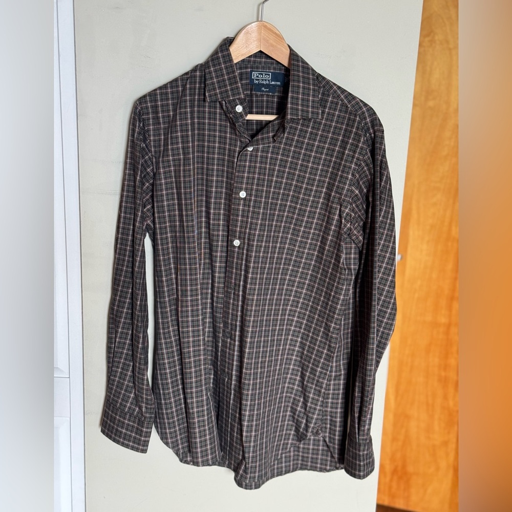 Polo Ralph Lauren Men's Green/Brown Checkered Shirt
